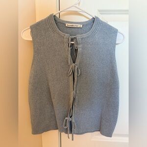 Abercrombie & Fitch Blue Ribbed Tie-Front Sleeveless Sweater Vest
